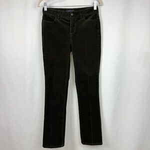 Talbots Womens Petite 2P Olive Green Heritage Corduoy Jeans Straight Leg Casual